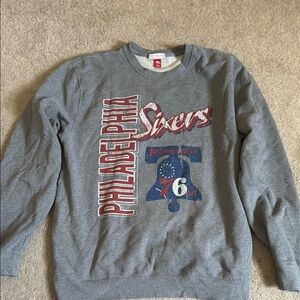 Gray Mitchell and Ness 76ers Crewneck Sweater